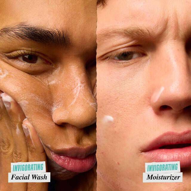  Facial Wash and Moisturizer swatches on two different skin tones​